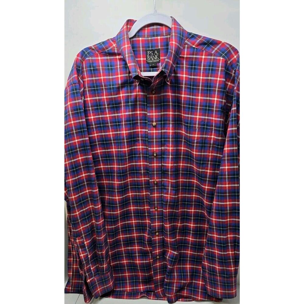 JoS. A. BANK Traveler's Collection Casual LS Shirt Men XL Red/white/blue